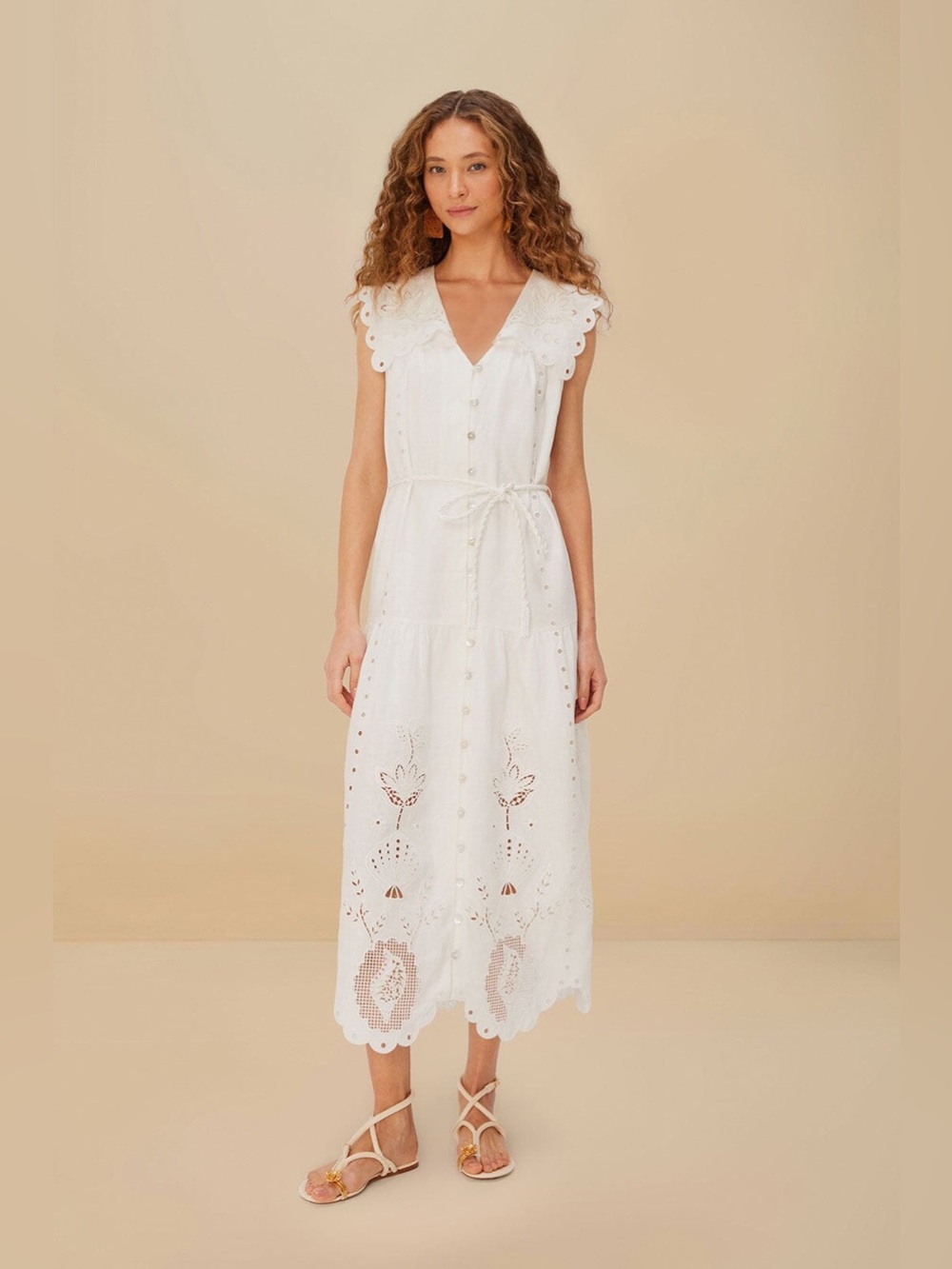 Farm Rio: OFF WHITE SLEEVELESS MAXI DRESS - Picture 4 of 10